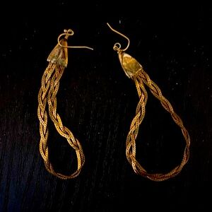 Antique style braid brass TS earrings